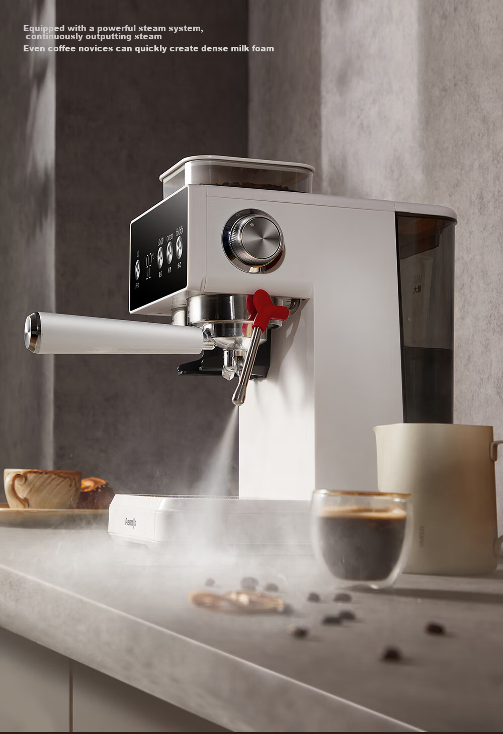 AEOMJK Aimo Ke Cold And Hot Dual Extraction Grinding All-In Semi-Automatic Coffee Machine, Xiaomofang Second Generation CM5540, Pengpai Steam Milk Frother Coffee Machine 13