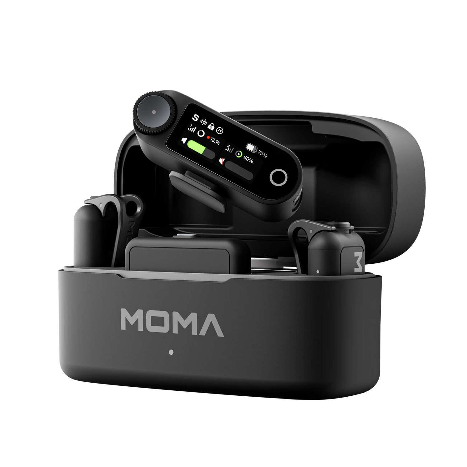 MOMA LARK MAX 2 Wireless Lavalier Microphone, Professional Monitoring And Recording Mic, AI Noise Reduction, Real-Time Internal Recording, Moma Mammoth One-To Audio Recorder