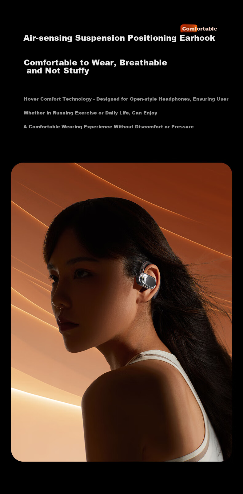 LINGCHEN Bluetooth Headphones, Ear-Hook Bone Conduction Concept, Wireless Non-In Open-Style Sports Running Cycling Long Battery Life Noise Reduction Ear Clip, Suitable for Android J56 2