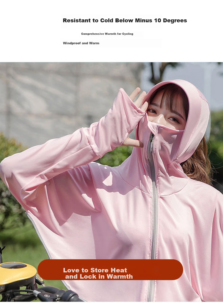 GLO-STORY Sun Protection Clothing for Women, Long-Sleeve Hooded UV-Resistant Jacket, Outdoor Anti-UV Shawl, WST114059 17