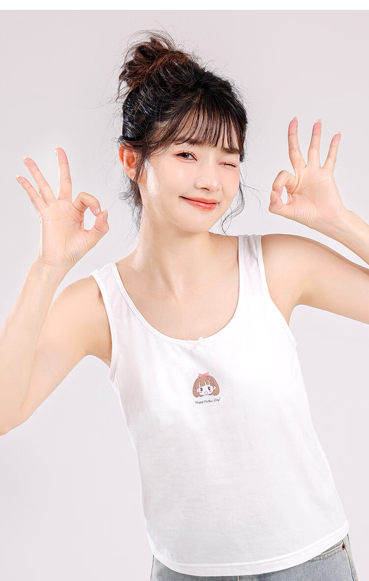 LangSha Children's Vest-Style Underwear, Girls' Training Bra for Puberty, Camisole Bralette for Young Girls, White Bow Tie, Size 150 9