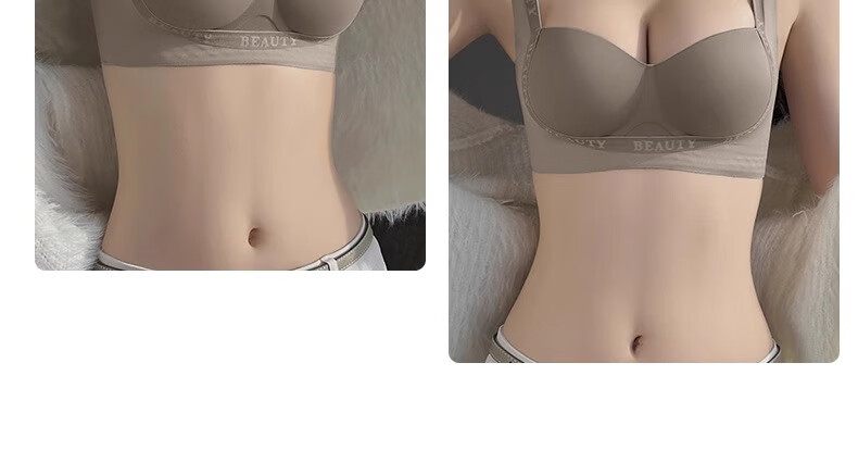 GUJIN Round Bra for Women, Enhancing Small Breasts, Push-Up, Side Support, Letter Shoulder Straps, Cartoon Design, Lift And Support, Seamless Bra 15
