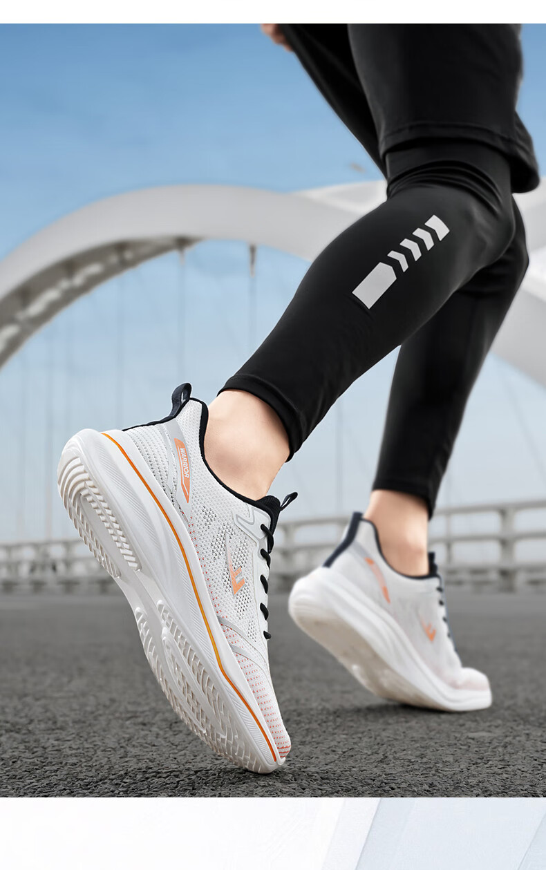 Warrior Men's Sports Shoes Lightweight Breathable Running Shoes Casual Soft Elastic Sneakers White Orange Size 39 6