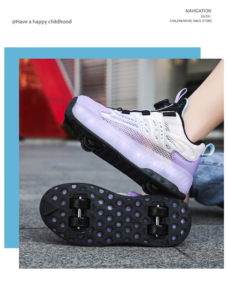 BKG Boys' Autumn New Breathable Mesh Sports Roller Skates for Students, Girls' X25533-B15 31
