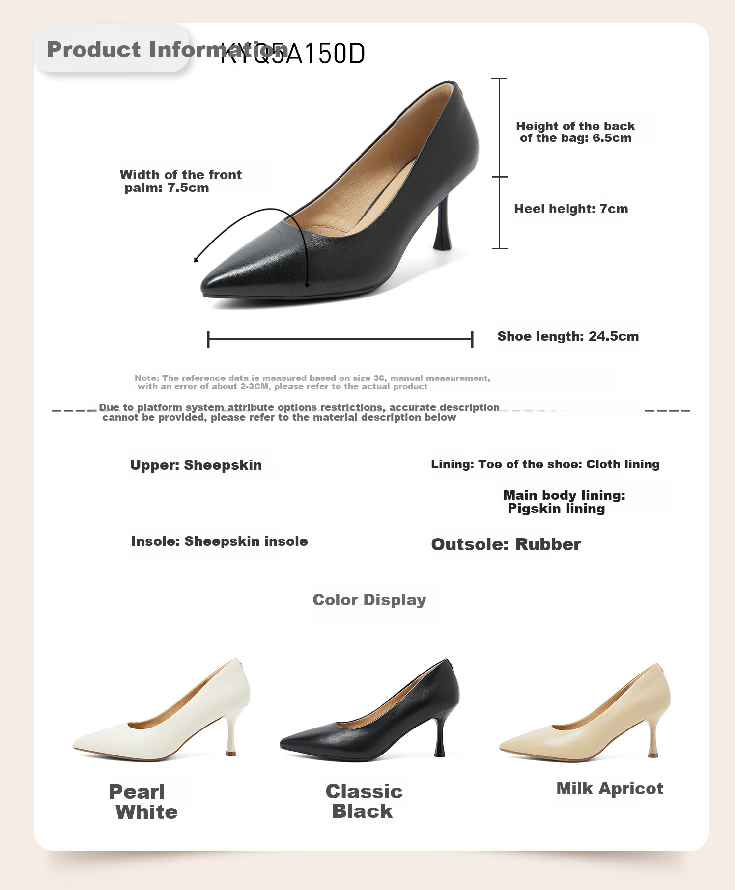 COMELY Lambskin High Heels for Women, Spring And Summer New Style, Pointed Toe Professional Shoes, Thin High Heels, Shallow Mouth Pumps, Beige, Size 38 3