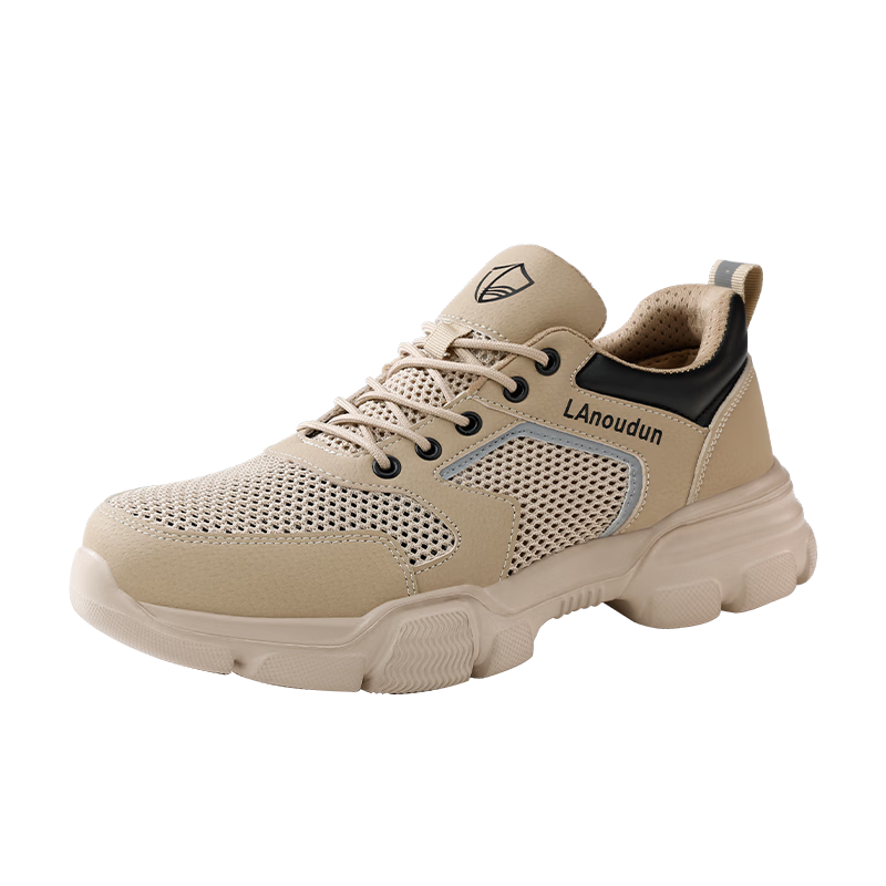 BlueOwl Shield Men's Summer Breathable Anti-Smash Steel Toe Anti-Puncture Odor-Resistant Safety Work Shoes D232-1 Size 37