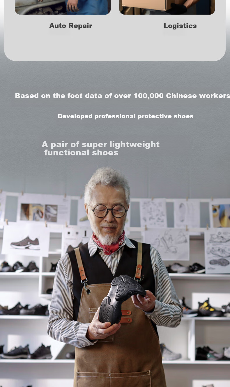 JUNBU Safety Shoes for Men, Steel Toe Cap, Anti-Smashing, Puncture-Resistant, Ultra-Light, Breathable, Soft Sole, Construction Site Work Shoes F039 Size 44 10