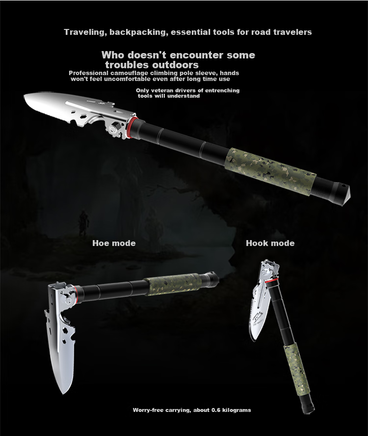 TRE-Hana HN-G13 Standard Mini Military Shovel, Ice Walking Pick, Trekking Pole with Additional Functional Tactical Entrenching Tool 4