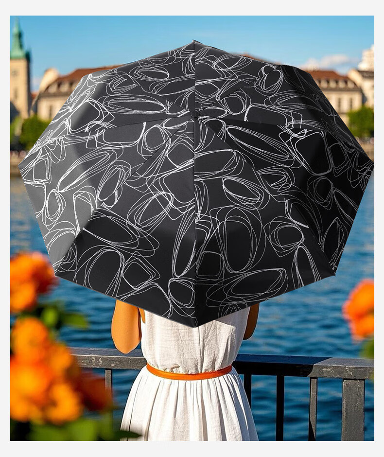 Knirps Germany Sun Umbrella Super UV Protection Three-Fold Black Coating Rain and Sun Umbrella Women Gift Tranquil Black 4