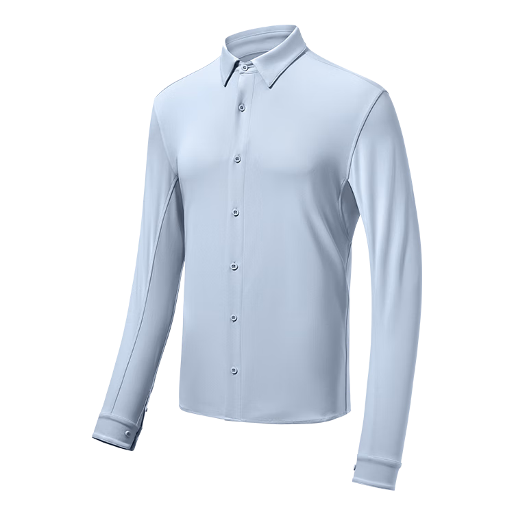 JD Original Summer 300 Series Outdoor Cool-Feeling Casual Shirt, Ice-Cool Pique Knit Quick-Dry Shirt, Light Blue, L