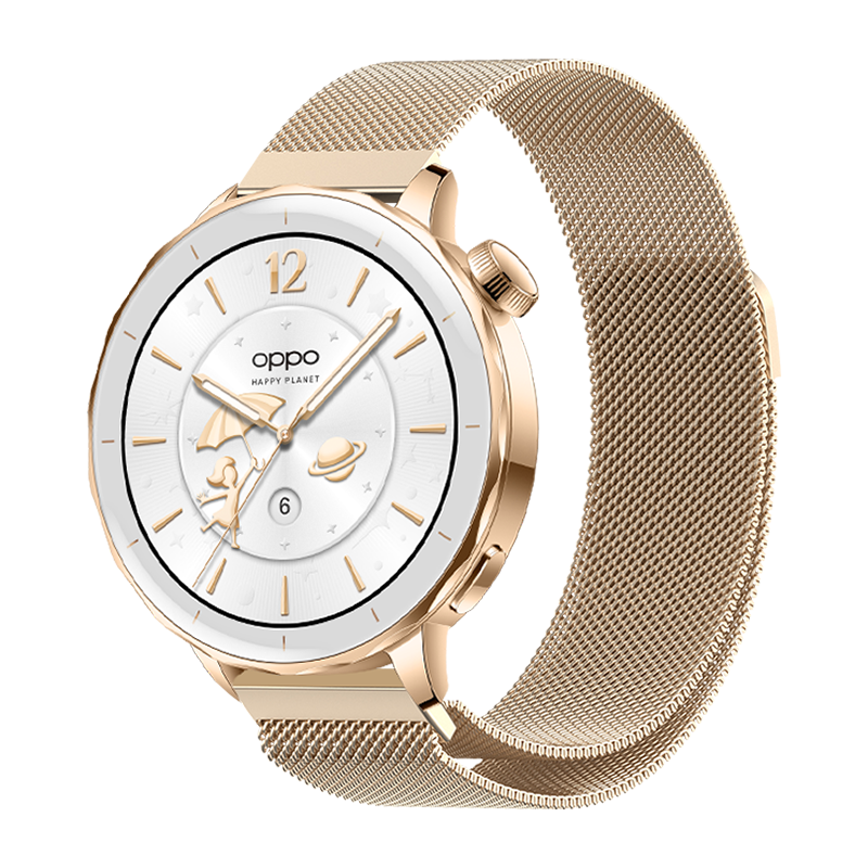 KMaxAI Compatible OPPO Watch X2 Mini Milanese Stainless Steel Watch Band, Magnetic Watch Strap Metal Woven Replacement Band, Magnetic Clasp Watch Chain, Champagne Gold
