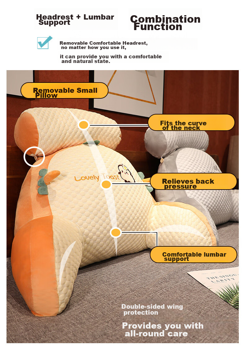 AVIVI Backrest Pillow, Bed Headboard Cushion, Soft Pack Bed Back Support, Office Lumbar Support, Sofa Throw Pillow, Waist Pad, 60*45 Cm, Bingdou Dog Patter 3