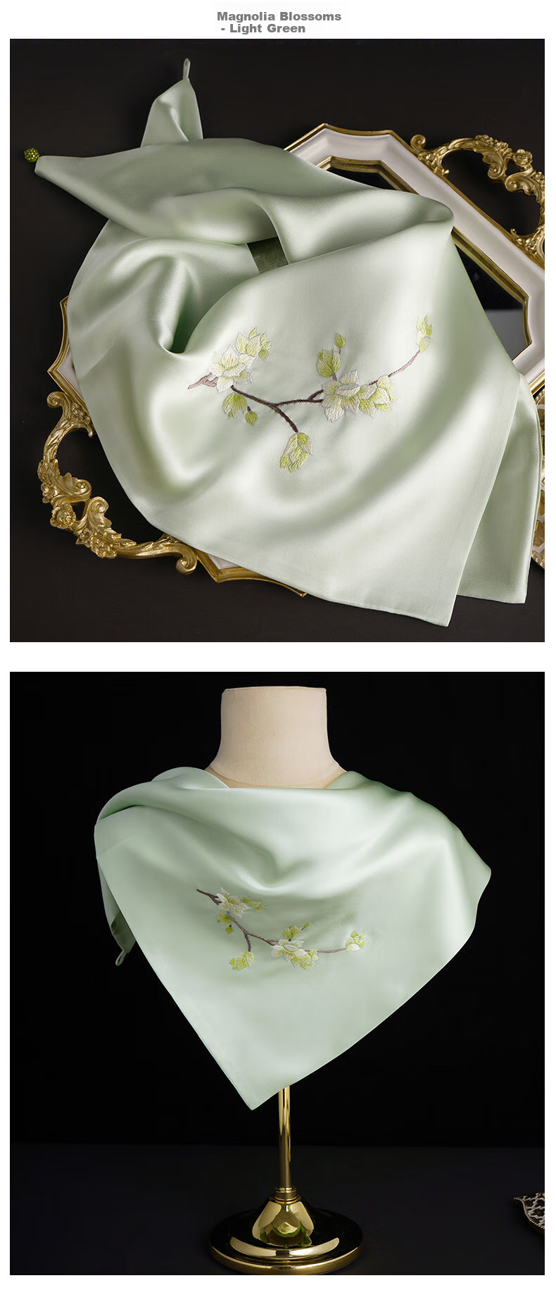 Hangsilu Handmade Suzhou Embroidery Silk Scarf, Mulberry Silk Outer Wrap, High-End Birthday Gift, Valentine's Day Present for Women, Mothers And Elders 7