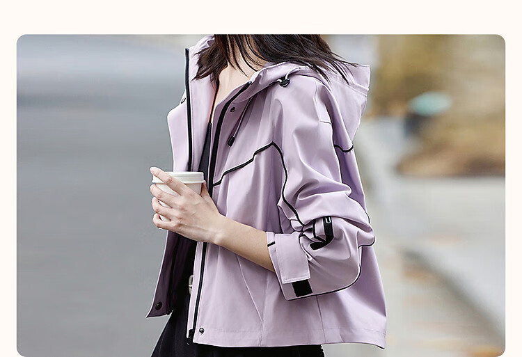 Dme [In The Wild Series] Spring And Autumn Urban Light Outdoor Hooded Jacket with Elastic Cuffs And Contrasting Color Woven Trim 4