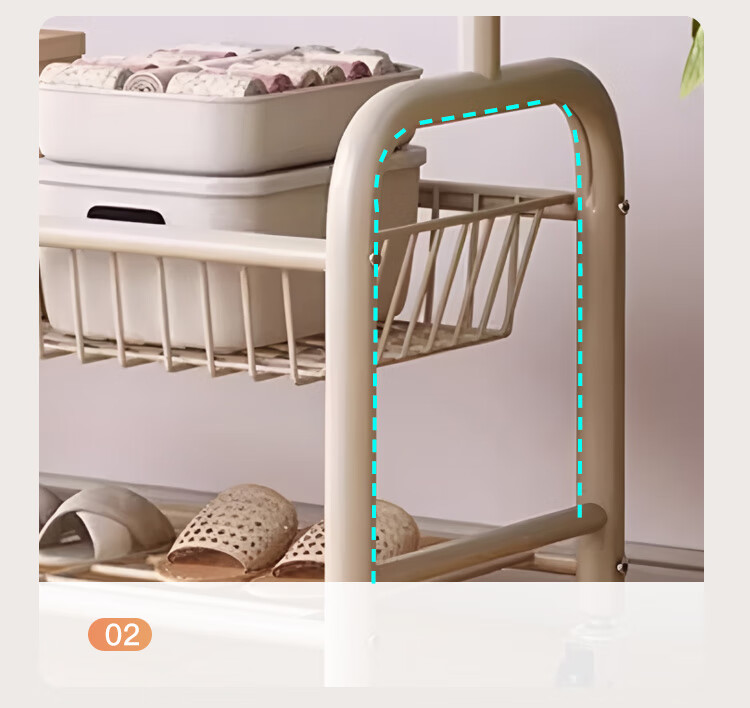 Yupin Floor-Standing Coat Rack, Bedroom And Living Room Movable Clothes Hanger Storage Rack, YJ91 Double-Layer 100 White 13