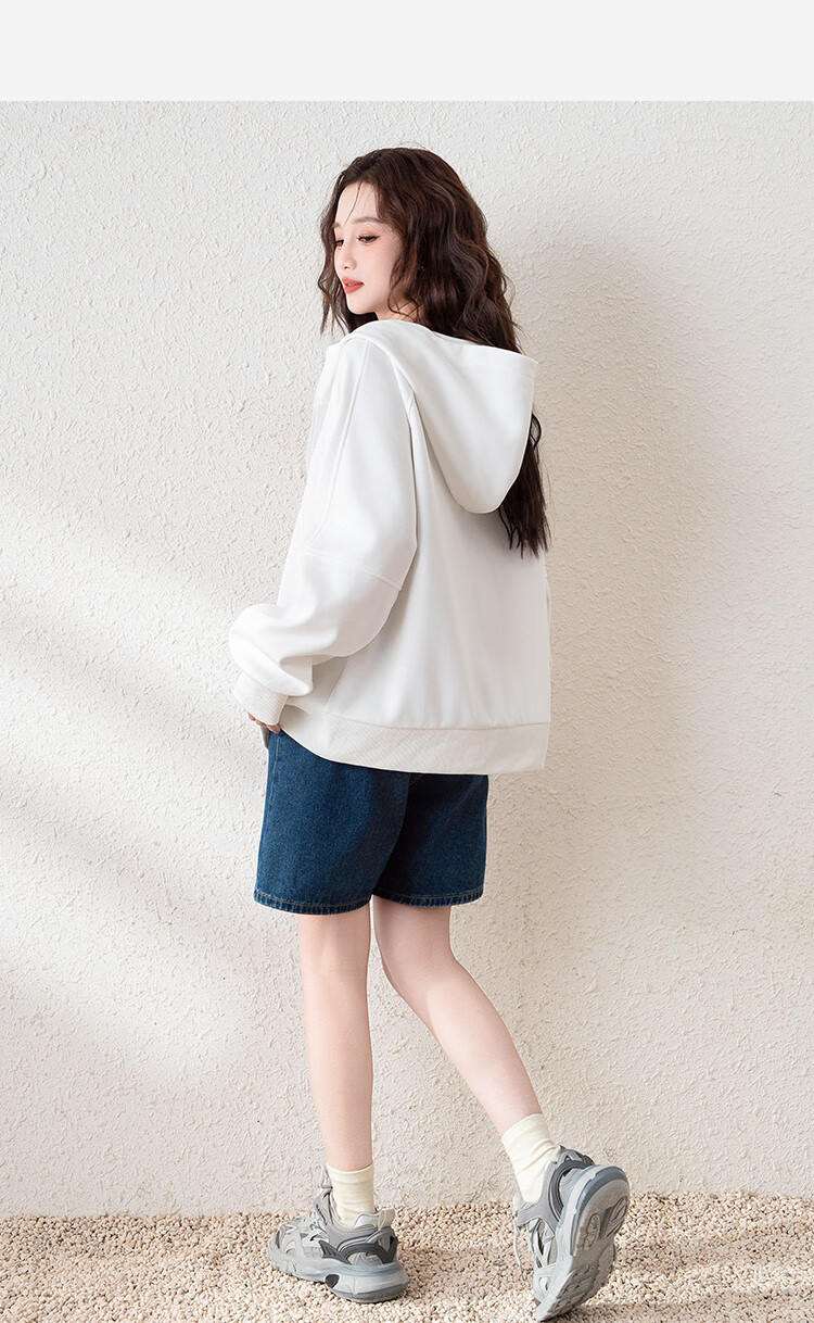 TonLion 2025 Spring Women's Hooded Short Letter Print Sweatshirt Jacket Off-White L 18