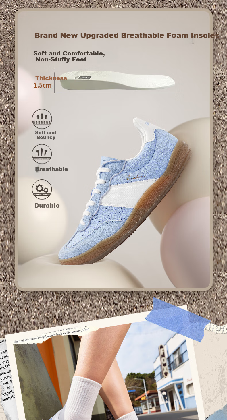 QIAODAN Women's Skateboard Shoes, T-Toe Shoes, Wave Thin-Soled Training Shoes, Sports Skateboard Shoes, Classic Couple Dopamine Outfit 30