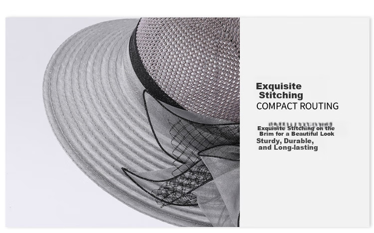 GLO-STORY Organza Women's Sun Protection Hat Lace Pearl Elegant Breathable Straw Top Fisherman Hat for Outings 4