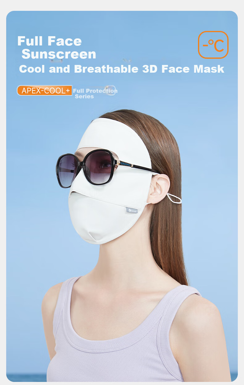 UV100 Sun Protection Face Mask, Spring And Summer Unisex UV-Resistant Sports Cycling Breathable Full Face Mask, 23501 Minimalist Gray 1