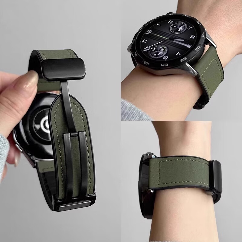 XUANDAI Compatible with Huawei Watch GT5 Strap, GT4/GT6 Leather, GT3/GT2 Folding Clasp Magnetic Watch4pro/GT5pro Wristband, Ultimate Accessory Watch5 Strap