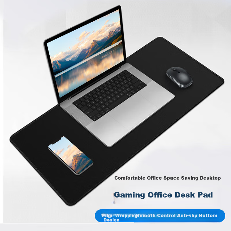 KPTE Large Office Gaming Mouse Pad, 1000*500*3mm, Pure Black with Edge Locking, E-Sports Computer Laptop Washable Desk Mat, Smooth And Portable Fabric Surface