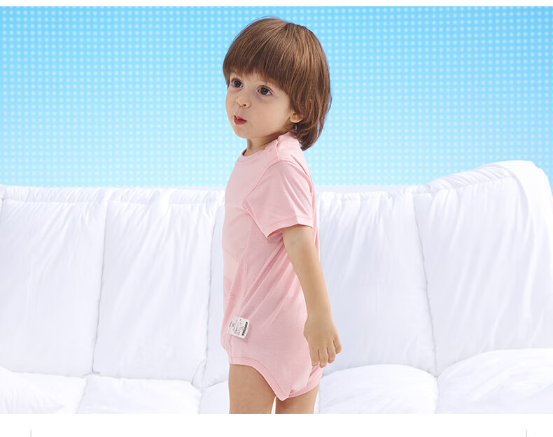 Hinos Baby Romper Onesie Bodysuit Quick-Dry Sweat-Wicking Crawling Suit, Light Pink, Size 73 4
