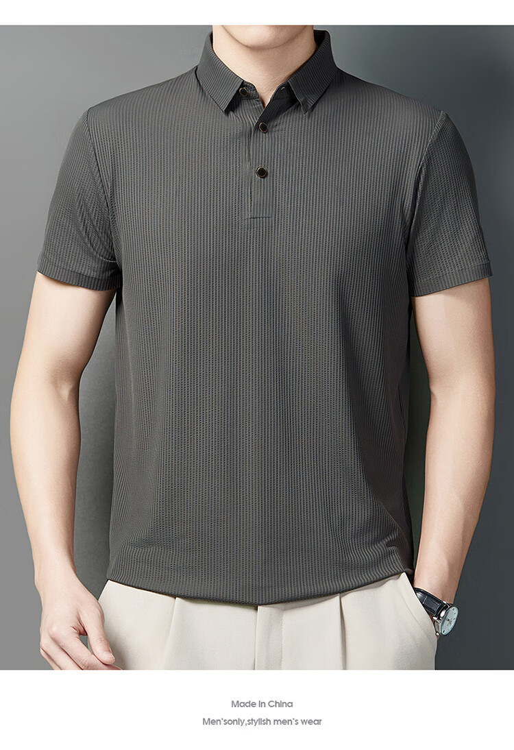 LangSha Polo Shirt for Men, Summer Quick-Dry Ice Silk Cool-Feeling T-Shirt, Loose-Fitting Business Versatile Collared Short-Sleeve, Father's Day Gift 15
