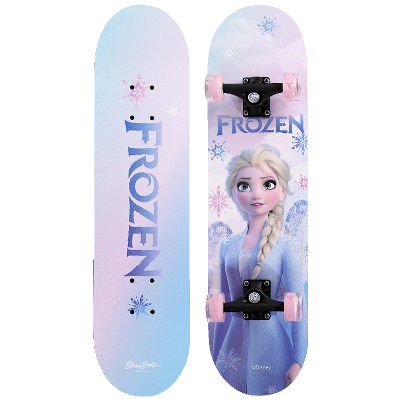 Disney Elsa Kids Skateboard Street Professional Board 6-12 Years Old Four-Wheel Double Kickboard Beginner Commuter