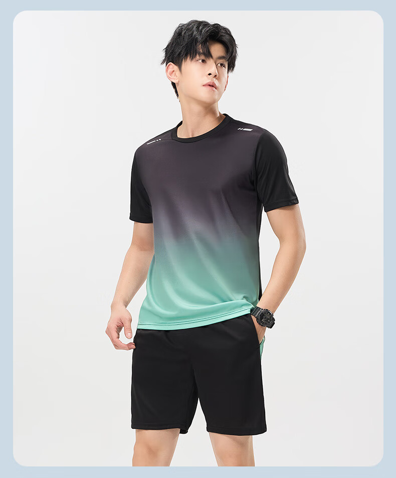 VICTORIATOURIST Sports Set for Men And Women, Indoor Fitness Wear, Quick-Dry Short-Sleeve T-Shirt, Badminton And Basketball Training Shorts, Running Gear 22