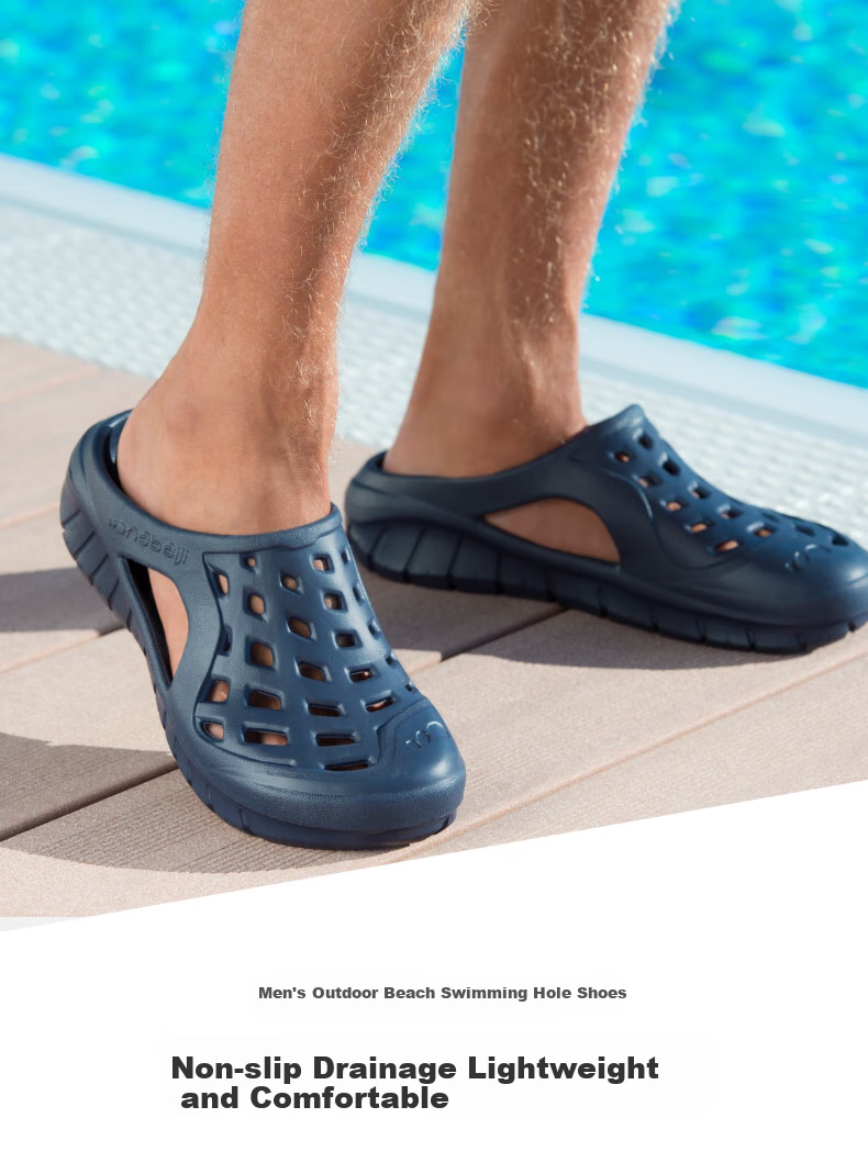 DECATHLON Swimming Men's Sandals, Beach Slippers, Hole Shoes, Outdoor Wear, NABD2027999, Navy Blue Mesh Style, Size 41 2