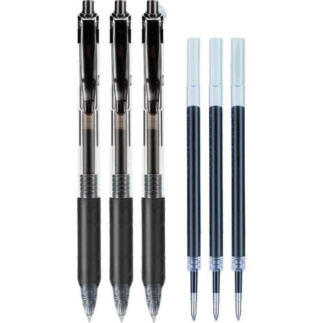 M&G Stationery, Retractable Gel Pen, Student 0.5mm Black Pen, Signing Pen, Business Bullet Tip, Exam-Specific Pen, Office Supplies, Saimei Black Color, 12 Pens + 10 Refills