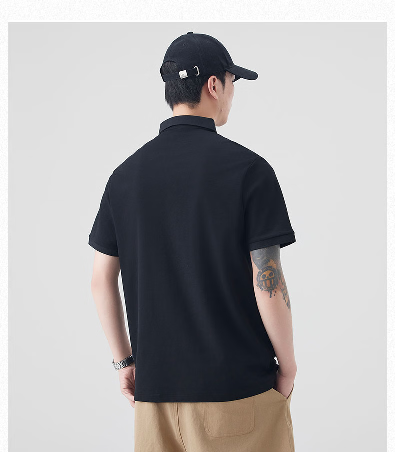 MMOPTOP Father's Day Suoluna Antibacterial Ice Silk Quick-Dry Polo Shirt, Summer Men's Business Casual Short Sleeve MP14 Black XL 14