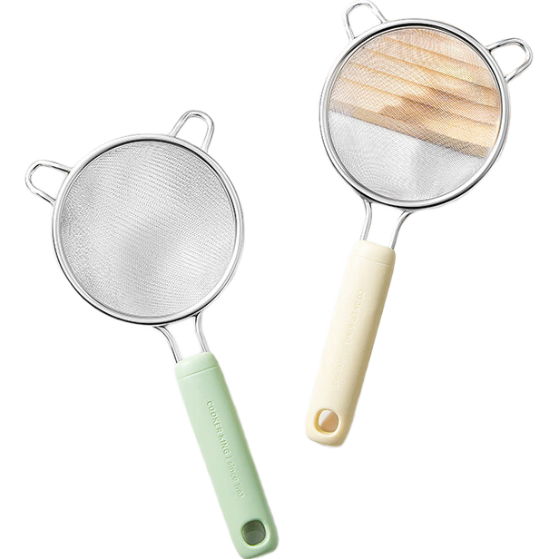 COOKER KING Double-Ear Strainer, Fine Mesh 304 Stainless Steel Filter Ladle, Soy Milk Sieve, Baby Food Supplement, Small White Size, 35 Mesh