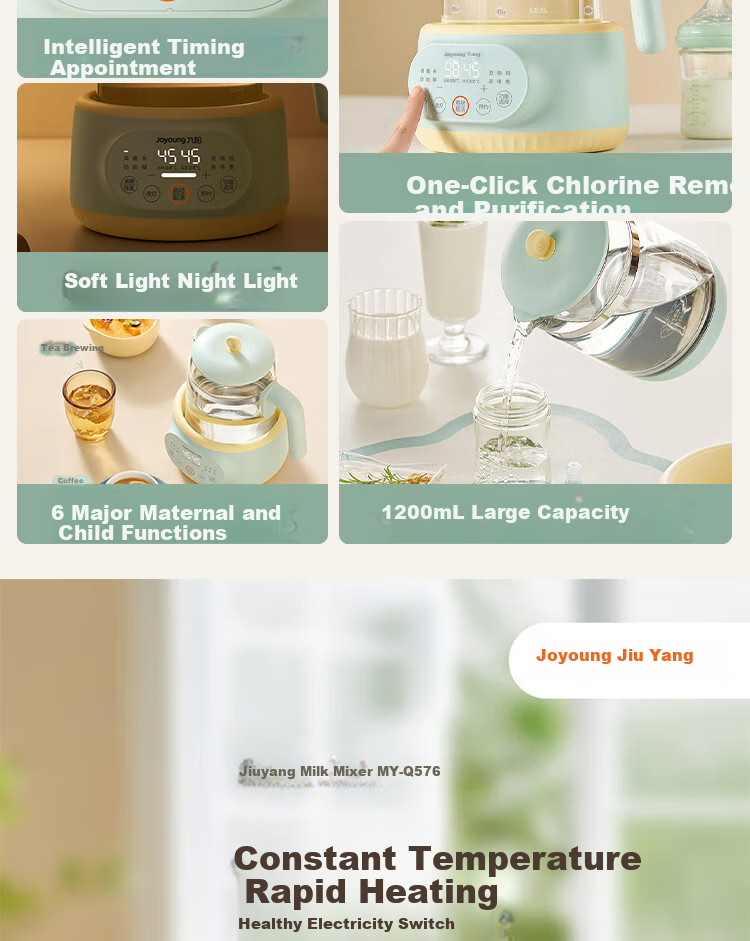 Joyoung Household Multi-Functional Health Pot, 316 Stainless Steel Constant Temperature Kettle, Milk Maker, Baby Formula Mixer, Water Boiler, Milk Temperature Regulator MY-Q576 2