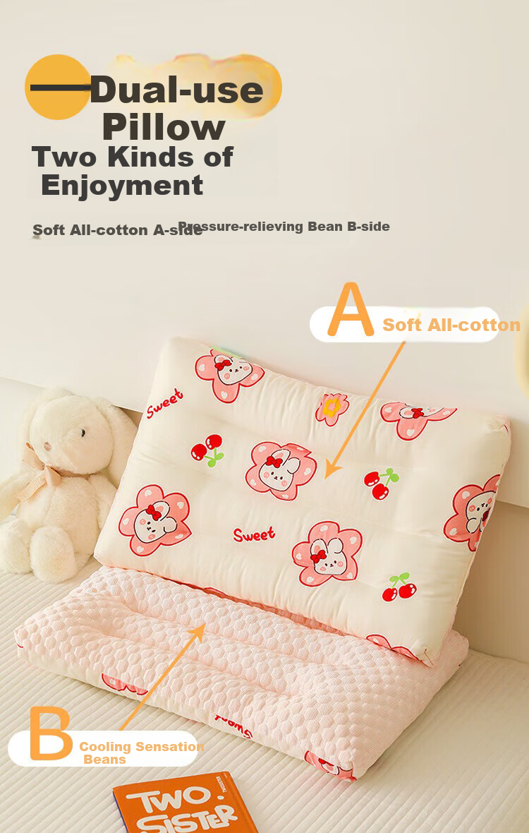 Aibaoshi Children's Pillow, Summer Ice Bean Pillow for Primary School Students, Nap Pillow, Kindergarten Pillow, Washable, Happy Caravan S761 3