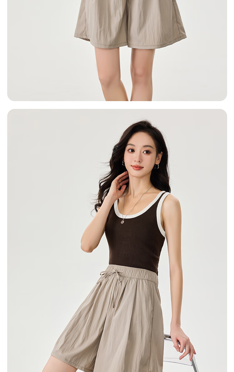 BOPRUIEY Women's Summer Loose Wide-Leg Casual Ice Silk Thin Slim Textured Lazy Sports Five-Point Shorts 11