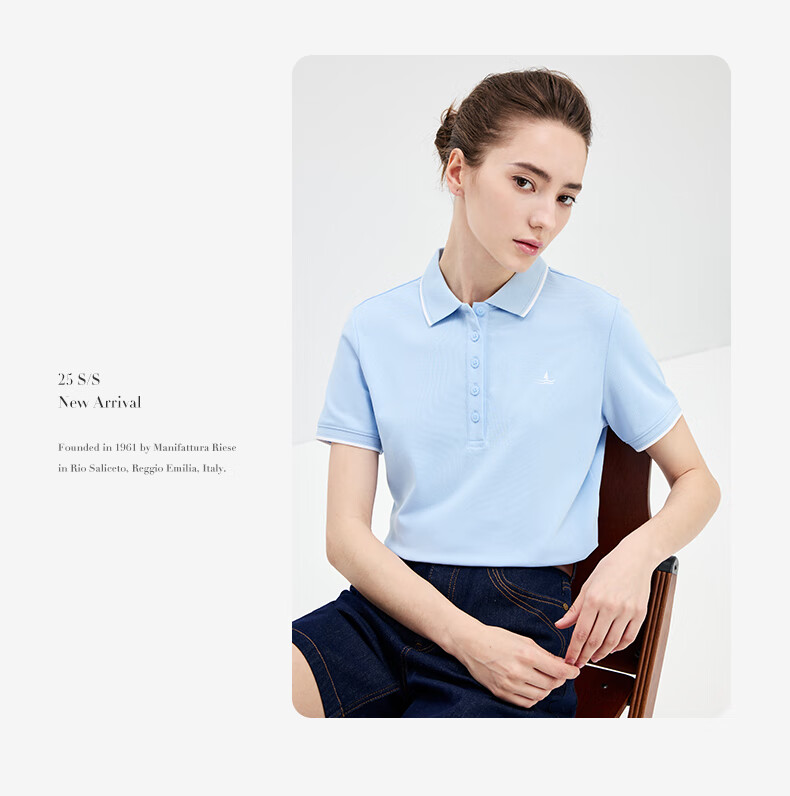 Navigare Women's Basic Collared T-Shirt, Commuter Short-Sleeve Polo Shirt, 2325525529 24