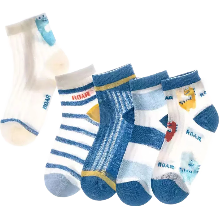 Mianmanman Children's Socks for Boys, Summer Thin Style, Xinjiang Cotton, Baby Boy Antibacterial And Anti-Mite Mid-Calf Mesh Breathable, Summer 7 Pairs TT