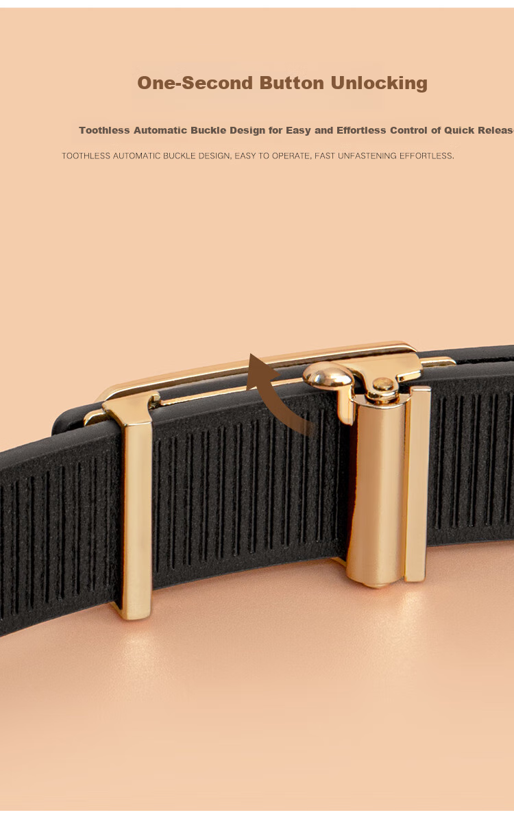 COW Men's Belt, Automatic Buckle without Teeth, Cowhide Waistband, Gift Box, Simple Business Style, Trouser Belt, Father's Day Gift, 2028 5