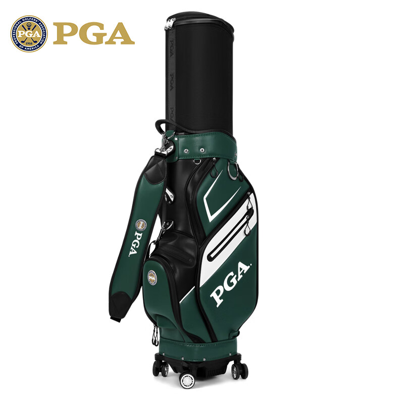 PGA Golf Bag for Men And Women, Adjustable Four-Wheel Spinner Luggage Bag for Golf Clubs, Green And Black