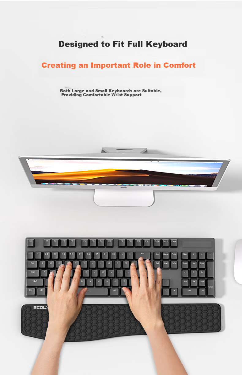 ECOLA 3D Textured Massage Gel Pad, Breathable Soft Comfortable, Antibacterial Rebound Memory Foam, Ergonomic Wrist Rest Keyboard Pad 5