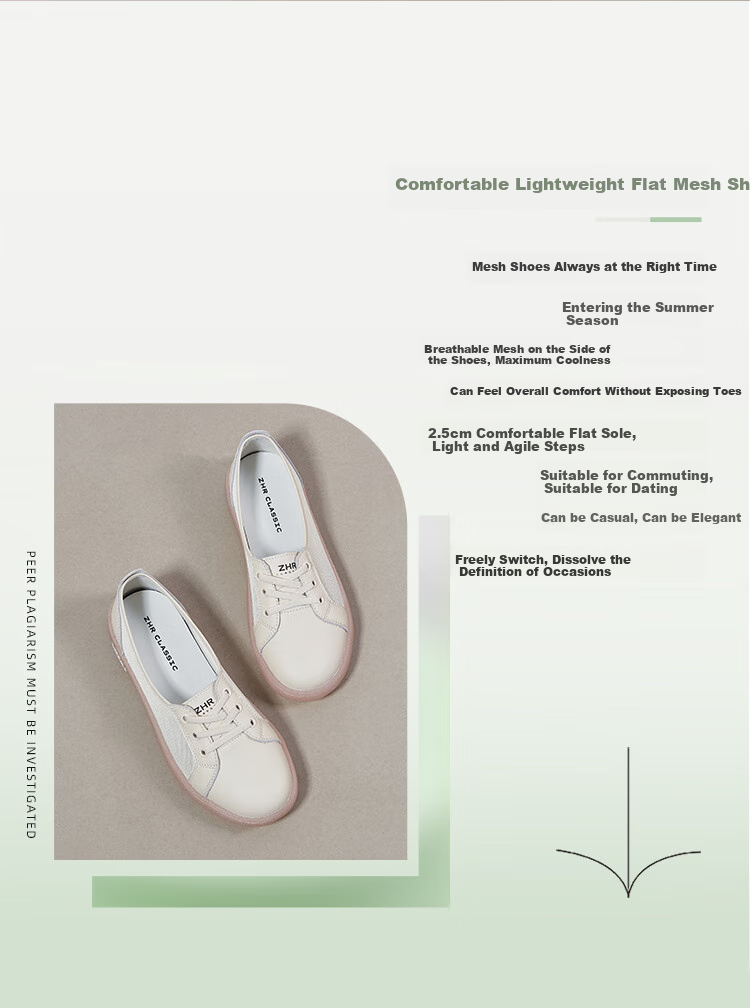 ZHR White Sneakers for Women, Summer Genuine Leather Mesh Breathable Women's Shoes, Versatile Casual Shoes for Women, A70EF, Beige, Size 36 2