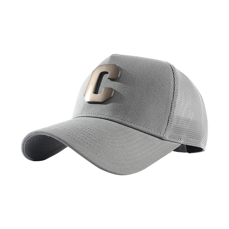 CACUSS Baseball Cap for Men, Summer Mesh Large Head Circumference Embroidered Visor Cap, Sun Protection Hat, Face-Slimming High Crown Hat, Gray