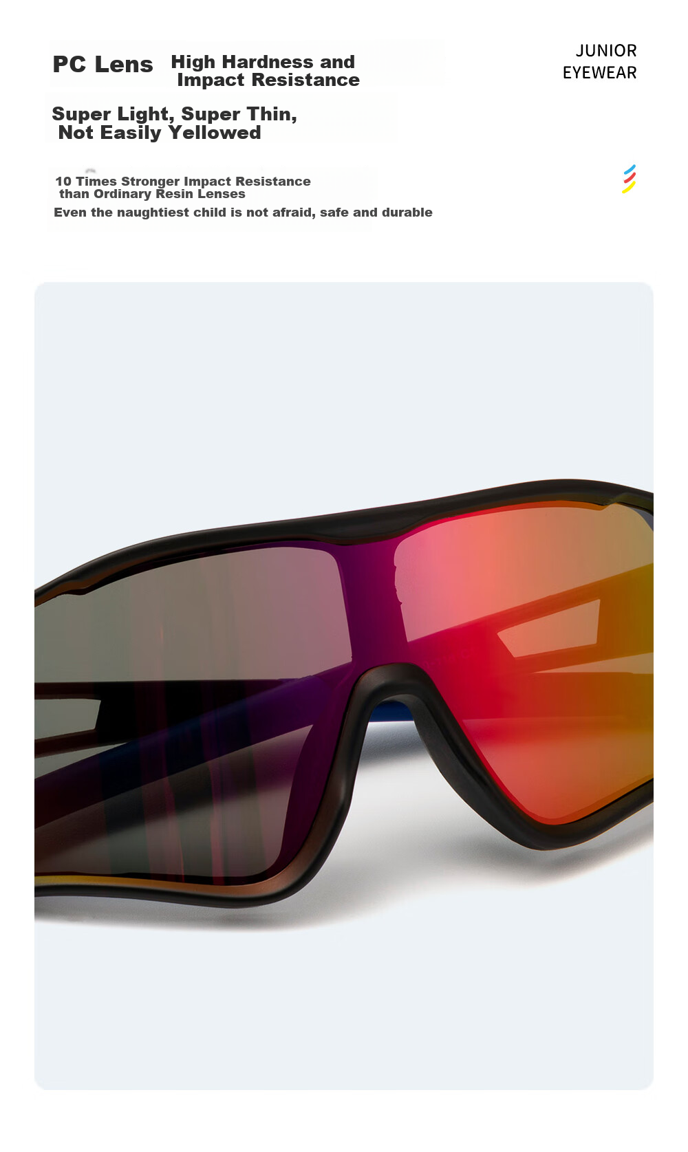Wanpishu Children's Sports Glasses for Ages 6-12, Cycling Running Sunglasses, UV Protection, Sun Protection, Outdoor Marathon Sunglasses 8