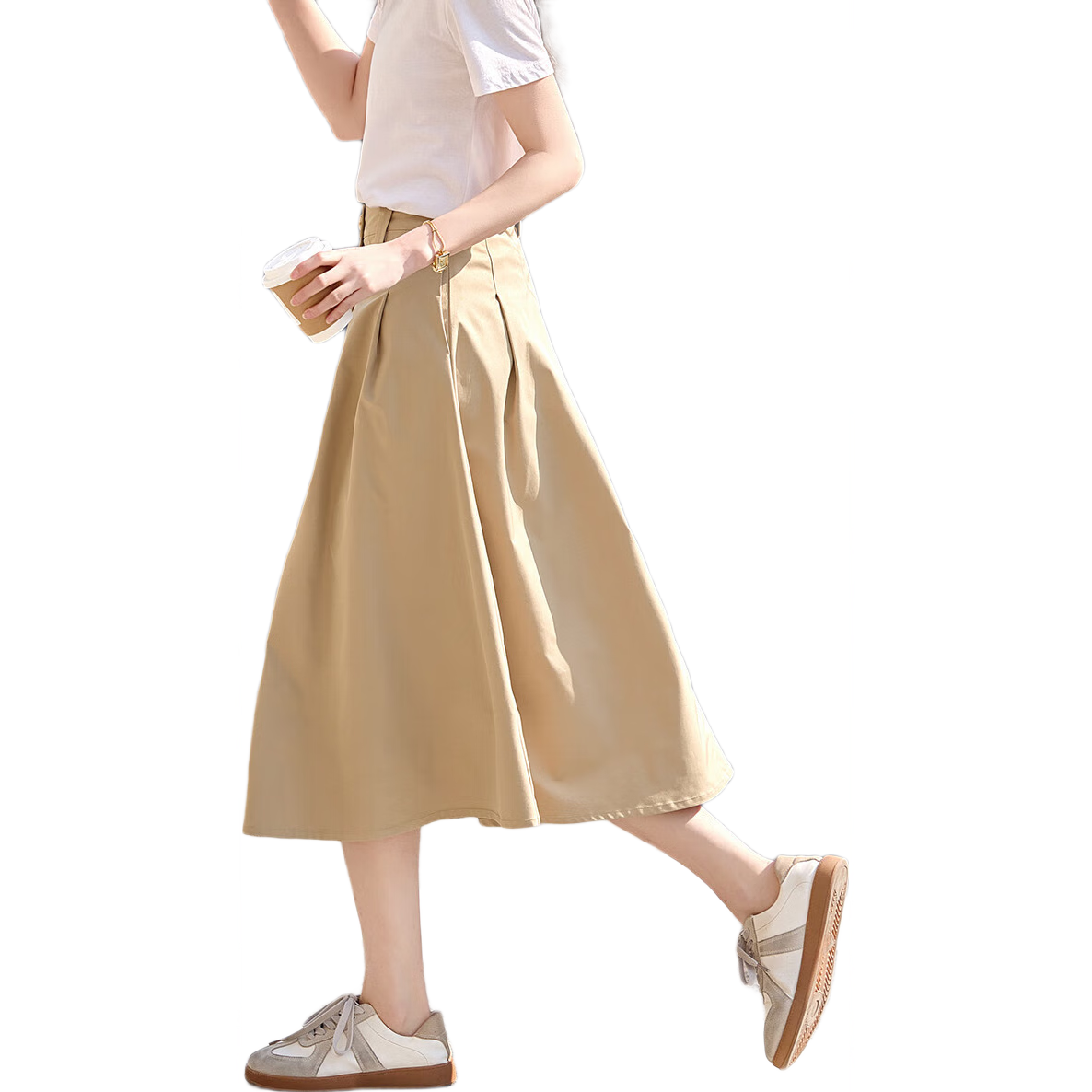 Dme [High-Quality, Elegant Audrey Hepburn Style] Spring And Autumn Commuter Mid-Rise A-Line Women's Skirt, Elegant Mid-Length Skirt for Wome