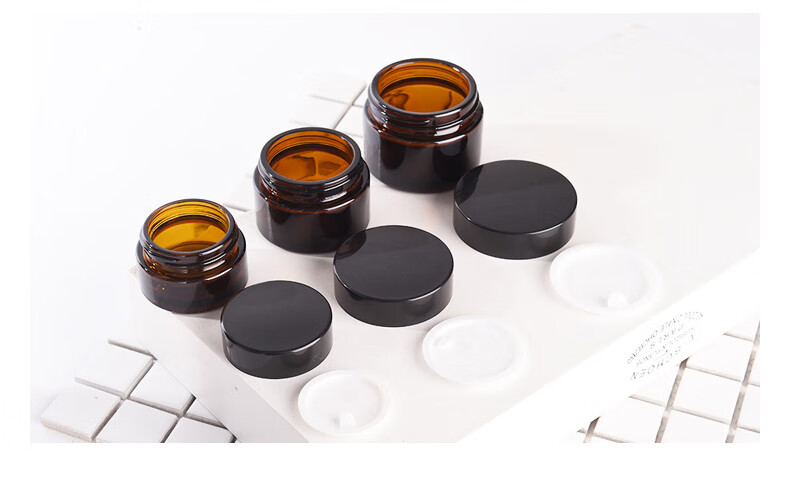 Chense Tea-Colored Face Cream Dispenser Bottles, Travel with Lids, Transparent Portable Cosmetics Sample Empty Boxes, 30g*3 1