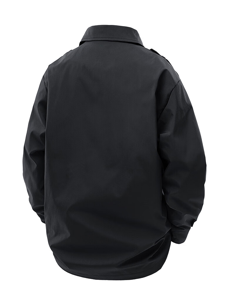 Number One Youth Men's Jacket Spring Autumn New American Style Plus Size Workwear Long Sleeve Shirt Coat Black 3XL 9