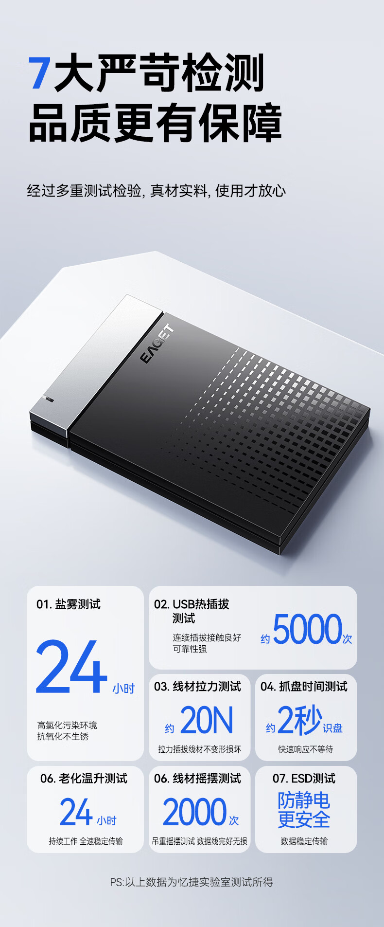 EAGET External Hard Drive Enclosure, 2.5-Inch Type-C, 6Gbps SSD And Mechanical HDD Compatible, USB3.1 to SATA Adapter, Portable Laptop External Case, E51 1