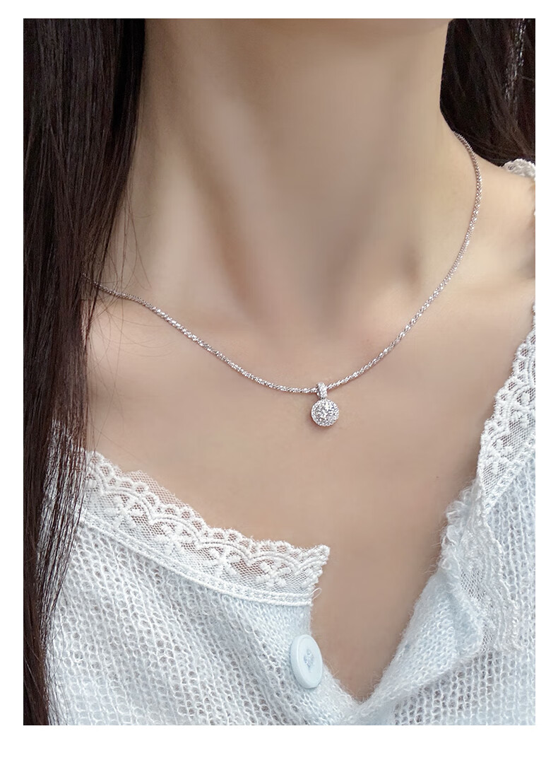 CHOW TAI SENG Dazzling Starry Sky Necklace, Pure Silver S925, Ice Crystal Light Luxury Classic Sweater Chain, Birthday Gift for Girlfriend 3