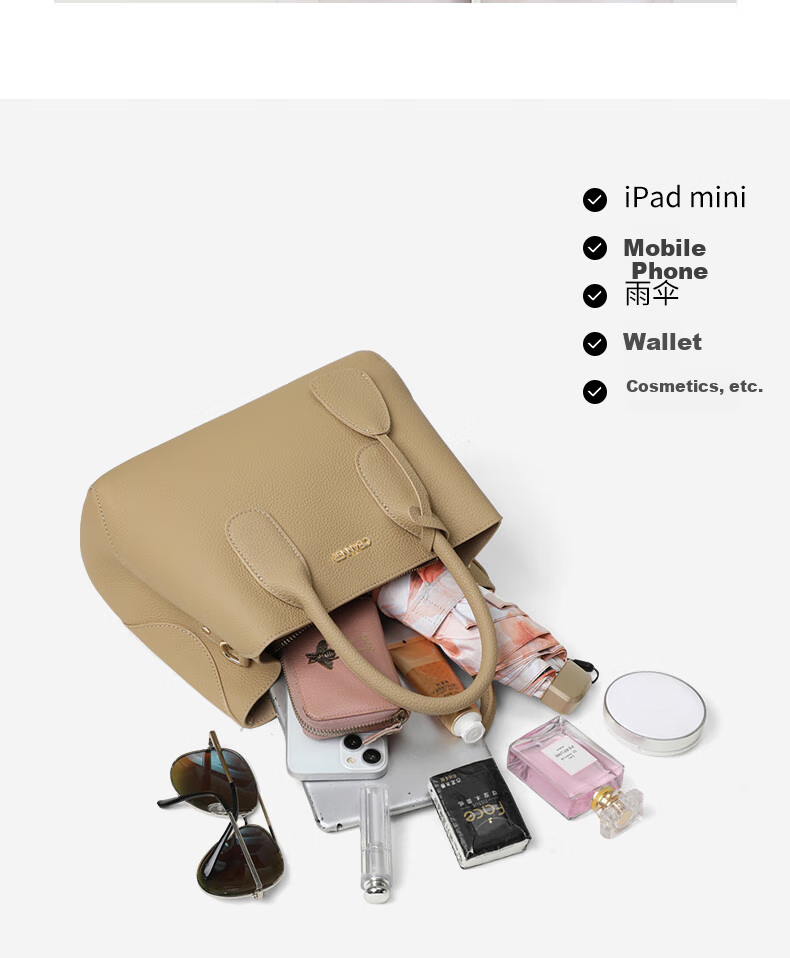 C.BANNER Top-Grain Leather Handbag, Women's Bag, Large Capacity Tote Bag, Shoulder Crossbody Bag, Brand Birthday Gift for Girlfriend on May 20 4